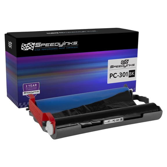 Speedy Inks Compatible Fax Cartridge with Roll Replacement for Brother PC301 (Black)