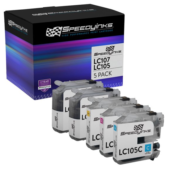 Speedy Inks Compatible Ink Cartridge Replacement for Brother LC-107 & LC-105 Super High Yield (2 Black, 1 Cyan, 1 Magenta, 1 Yellow, 5-Pack)