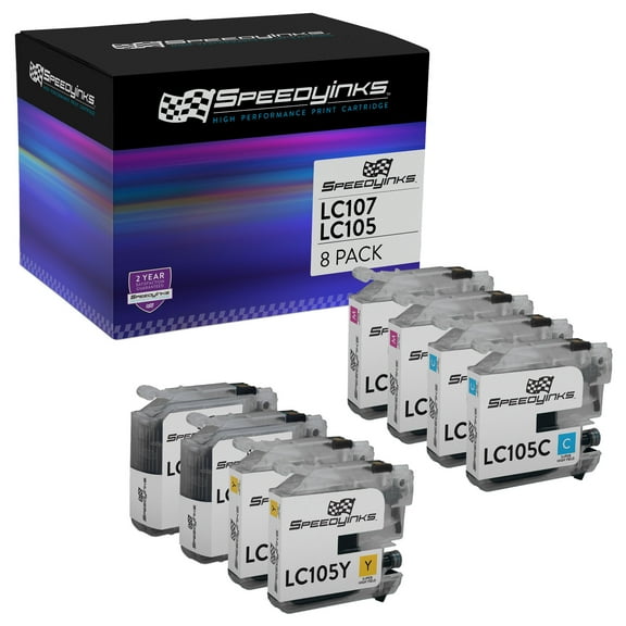 Speedy Inks Compatible Ink Cartridge Replacement for Brother LC107 and LC105 Super High Yield (2 Black, 2 Cyan, 2 Magenta, 2 Yellow, 8 Cartridge Pack)
