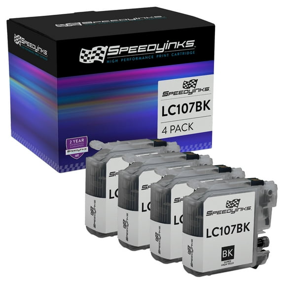 Speedy Inks Compatible Ink Cartridge Replacement for Brother LC107BK Super High Yield (Black, 4-pack)