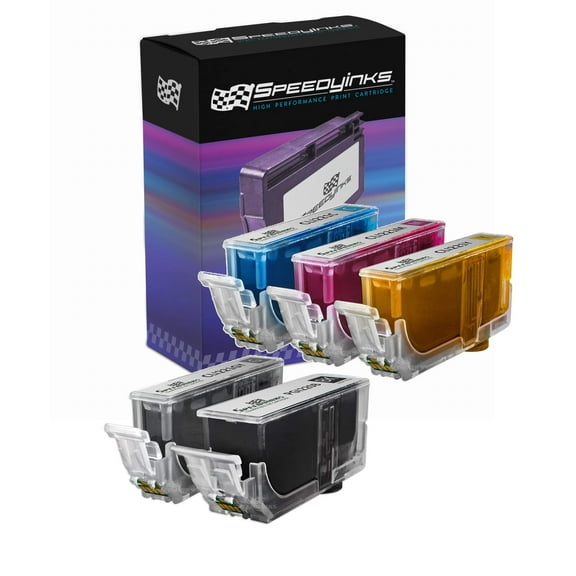 Speedy Inks Compatible Ink Cartridge w/ Chip Replacement for Canon PGI220 and CL221 (1 Pigment Black, 1 Gray, 1 Cyan, 1 Magenta, 1 Yellow, 5-Pack)