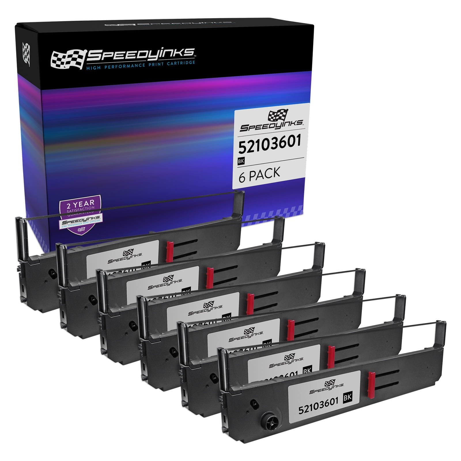 Case Of 5 Oki Data 52103601 Printer Ribbons - For Microline 393/393+/395/395C Nylon Ribbon, Black