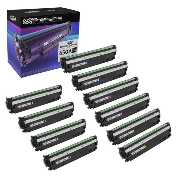 Speedy Inks Compatible Toner Cartridge Replacement for HP 650A (4 Black 2 Cyan 2 Magenta 2 Yellow 10-Pack) Compatible with HP Laserjet Enterprise CP5525 CP5525n CP5525dn CP5525xh M750n M750dn M750xh