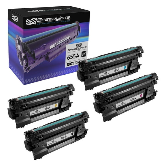 Speedy Inks Compatible Toner Cartridge Replacements for HP 655A (Black, Cyan, Magenta, Yellow, 4-Pack)
