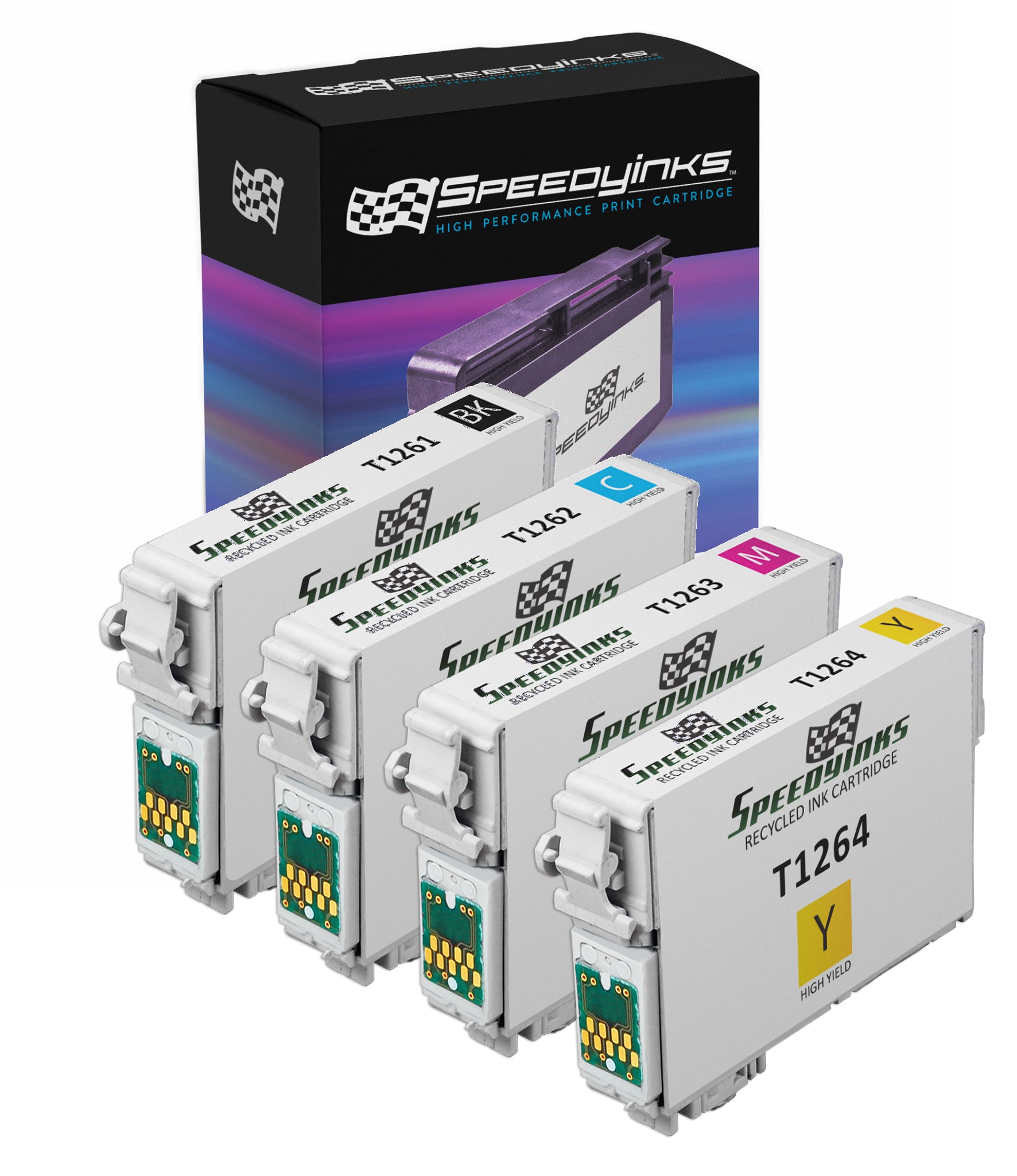Speedy Inks - Generic Remanufactured Ink Cartridge for Epson 126 Cartridges, Set of 4: 1 each of T126120 Black, T126220 Cyan, T126320 Magenta, T126420 Yellow - image 1 of 7