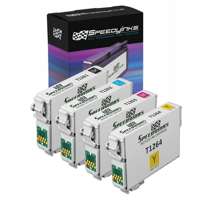 Speedy Inks - Generic Remanufactured Ink Cartridge for Epson 126 Cartridges, Set of 4: 1 each of T126120 Black, T126220 Cyan, T126320 Magenta, T126420 Yellow