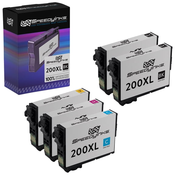 Speedy Inks Reman Ink Cartridge Replacement for Epson 200XL 200 XL High Yield (2 Black, 1 Cyan, 1 Magenta, 1 Yellow, 5-Pack)