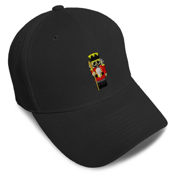 Speedy Pros Baseball Cap Christmas Nutcracker Embroidery Holidays and Occasions Acrylic Hats for Men & Women Strap Closure Black Design Only