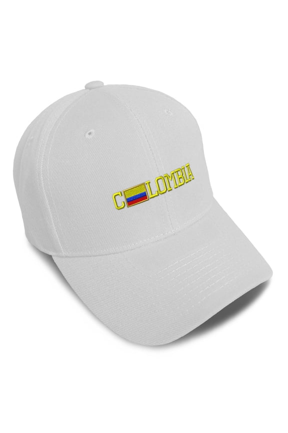 Baseball Cap Colombia Colombian Embroidery Acrylic Dad Hats for Men & Women Strap Closure White Design Only