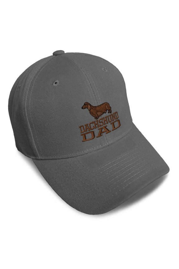 Baseball Cap Dachshund Dad Embroidery Acrylic Dad Hats for Men & Women Strap Closure Dark Grey