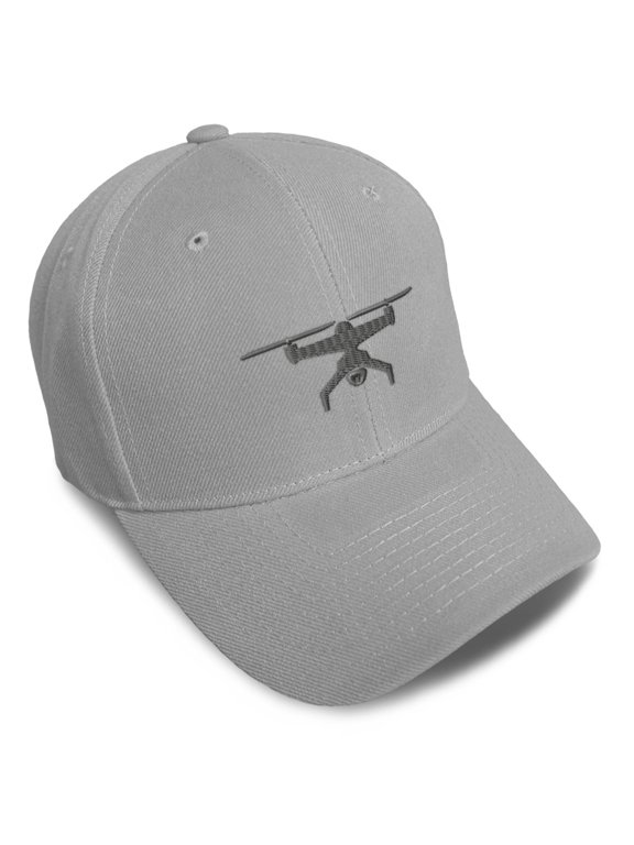 Baseball Cap Drone Picture A Embroidery Acrylic Dad Hats for Men & Women Strap Closure Gray Design Only