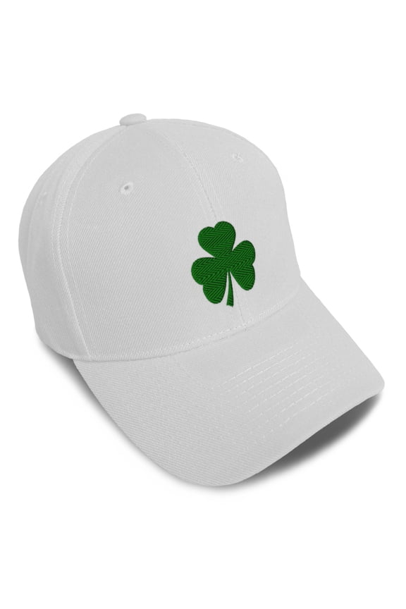 Baseball Cap Shamrock Irish Embroidery Acrylic Dad Hats for Men & Women Strap Closure White Design Only