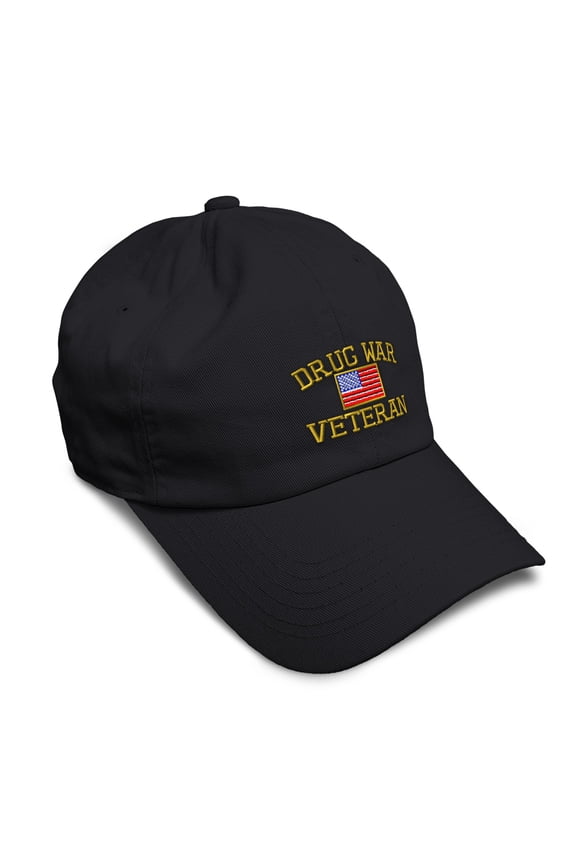 Soft Baseball Cap American Veteran Drug War A Embroidery Flags USA Twill Cotton Army Dad Hats for Men & Women Black Design Only