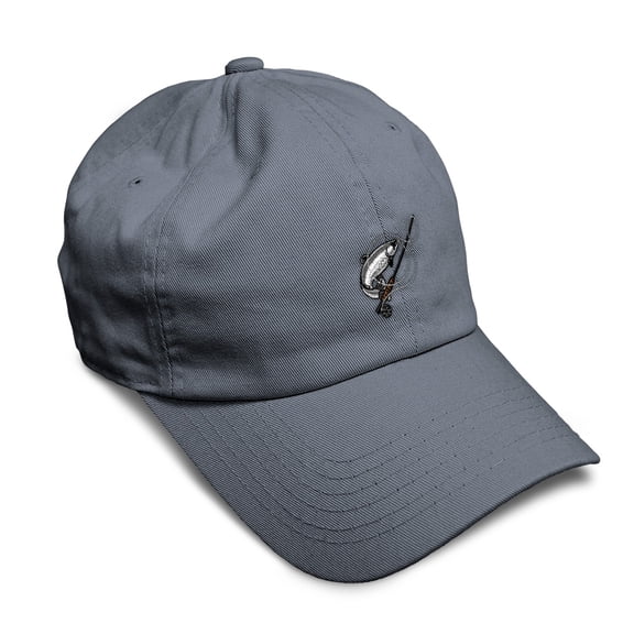 Speedy Pros Soft Baseball Cap Fly Fishing Embroidery Twill Cotton Dad Hats for Men & Women Dark Grey Design