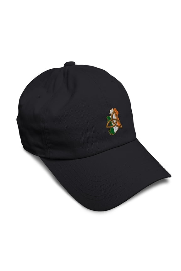 Soft Baseball Cap Irish Map Flag Embroidery Flag Twill Cotton Dad Hats for Men & Women Black Design Only