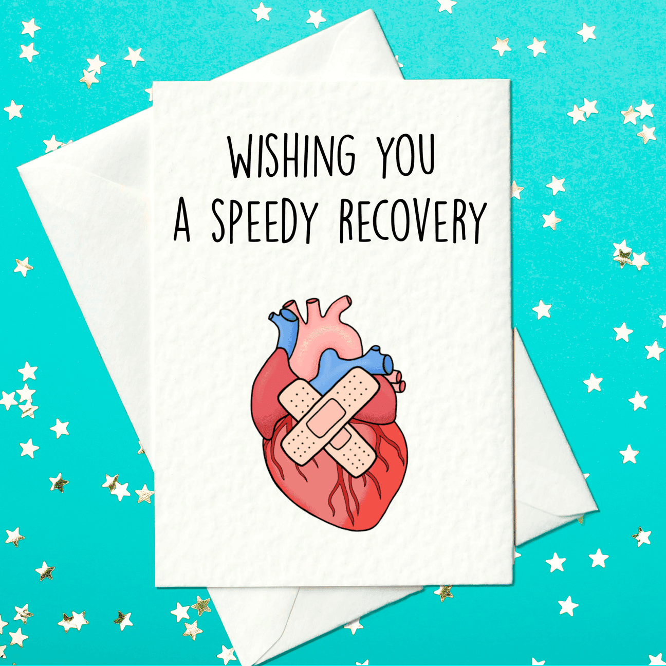 Speedy Recovery Card – Heart Illustration with Bandages – Wishing You a ...