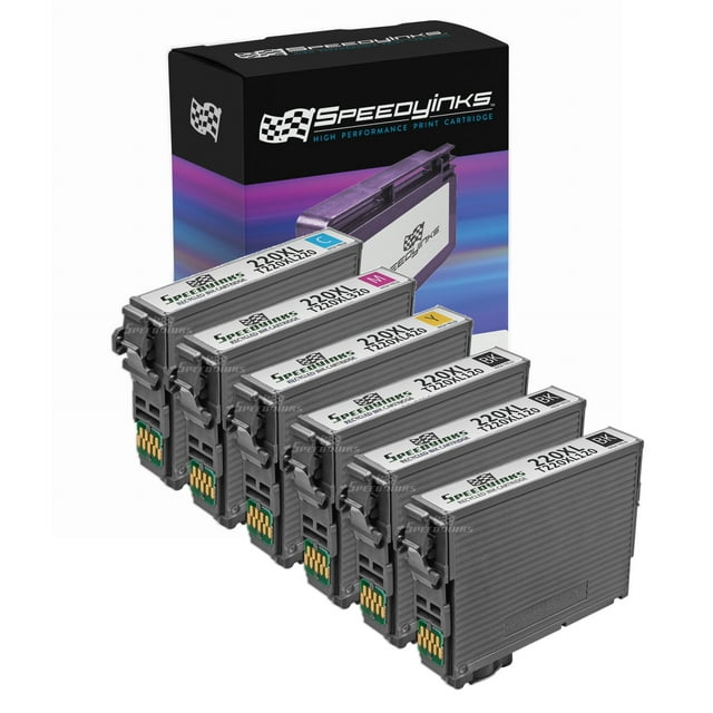 Speedy Remanufactured Cartridge Replacement for Epson 220XL High Capacity (3 Black, 1 Cyan, 1 Magenta, 1 Yellow, 6-Pack)
