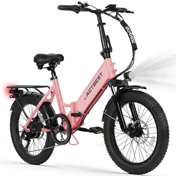Speedy lite Speedy lite Electric Bike for Adults, 20" Fat Tire Folding Electric Bicycle,Peak 750W, 40Miles Step-Through Ebike, 10.4Ah 20MPH (pink)