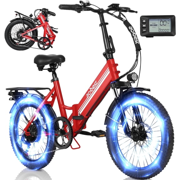 Speedy lite Speedy lite Electric Bike for Adults, 20" Fat Tire Folding Electric Bicycle,Peak 750W, 40Miles Step-Through Ebike, 10.4Ah 20MPH (Red)