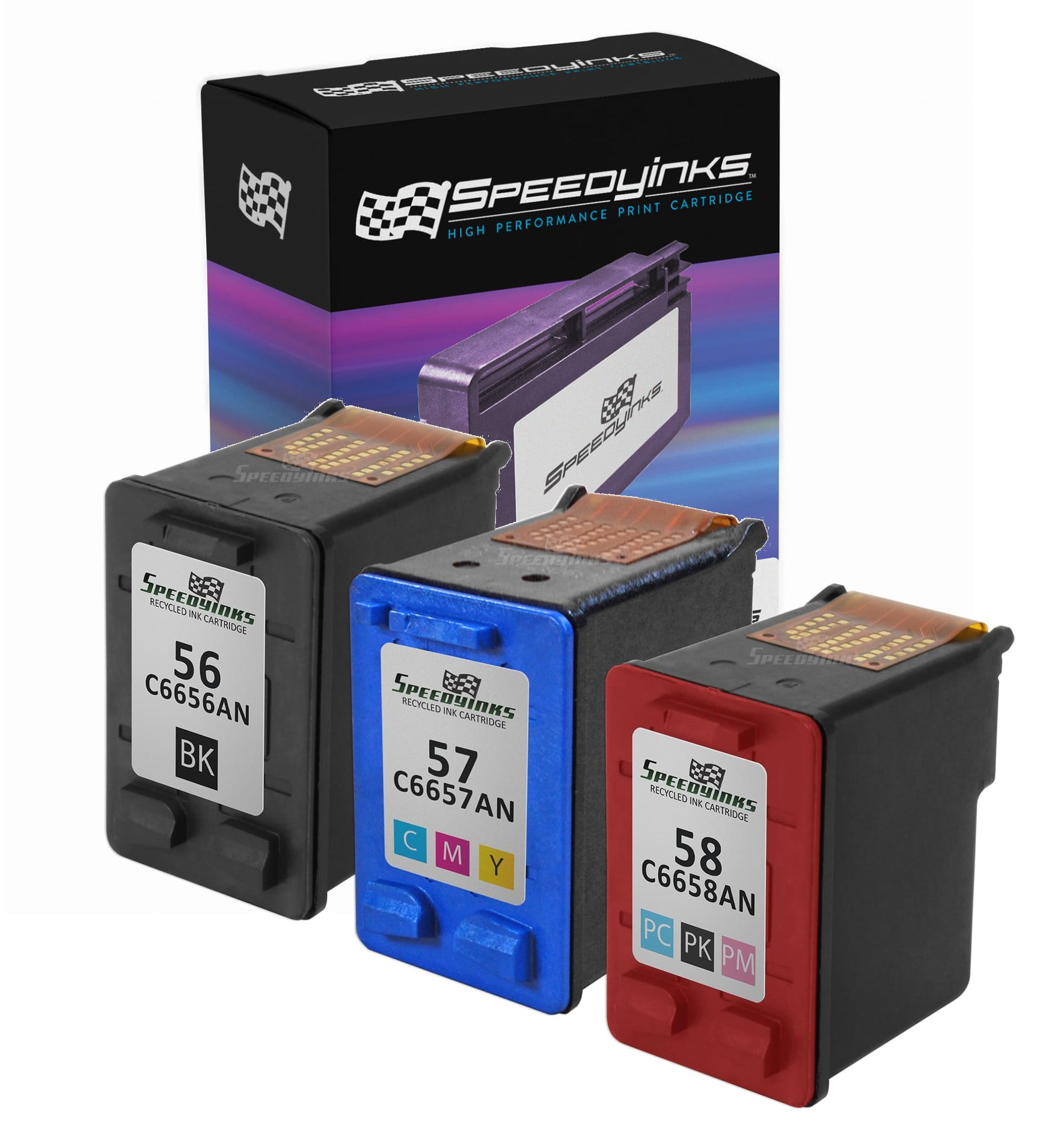 SpeedyInks 3PK Remanufactured Replacement for HP 56 HP 57 HP 58