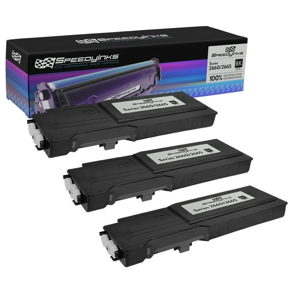 SpeedyInks 3pk Compatible Dell C2660dn C2660 C2665dnf Extra High Yield Black 593-BBBU, RD80W Toner Cartridge for use in