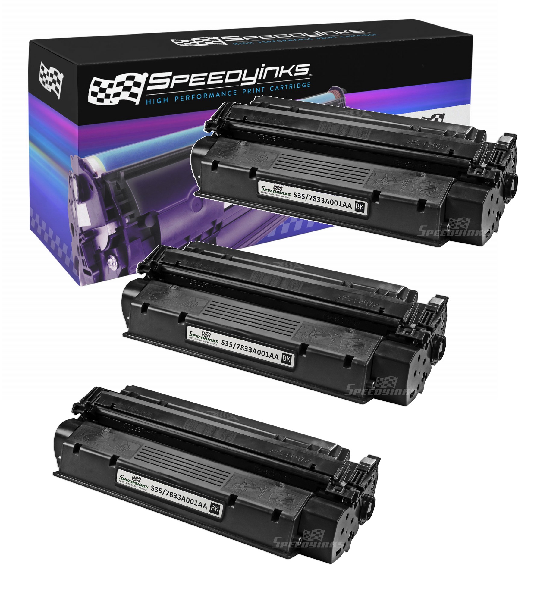SpeedyInks - 3pk Remanufactured Canon S35 S-35 7833A001AA Toner Cartridge Replacement for Digital Copier ICD-340 ImageClass D320 D340 D383 Canon L170 FX-8 - image 1 of 3