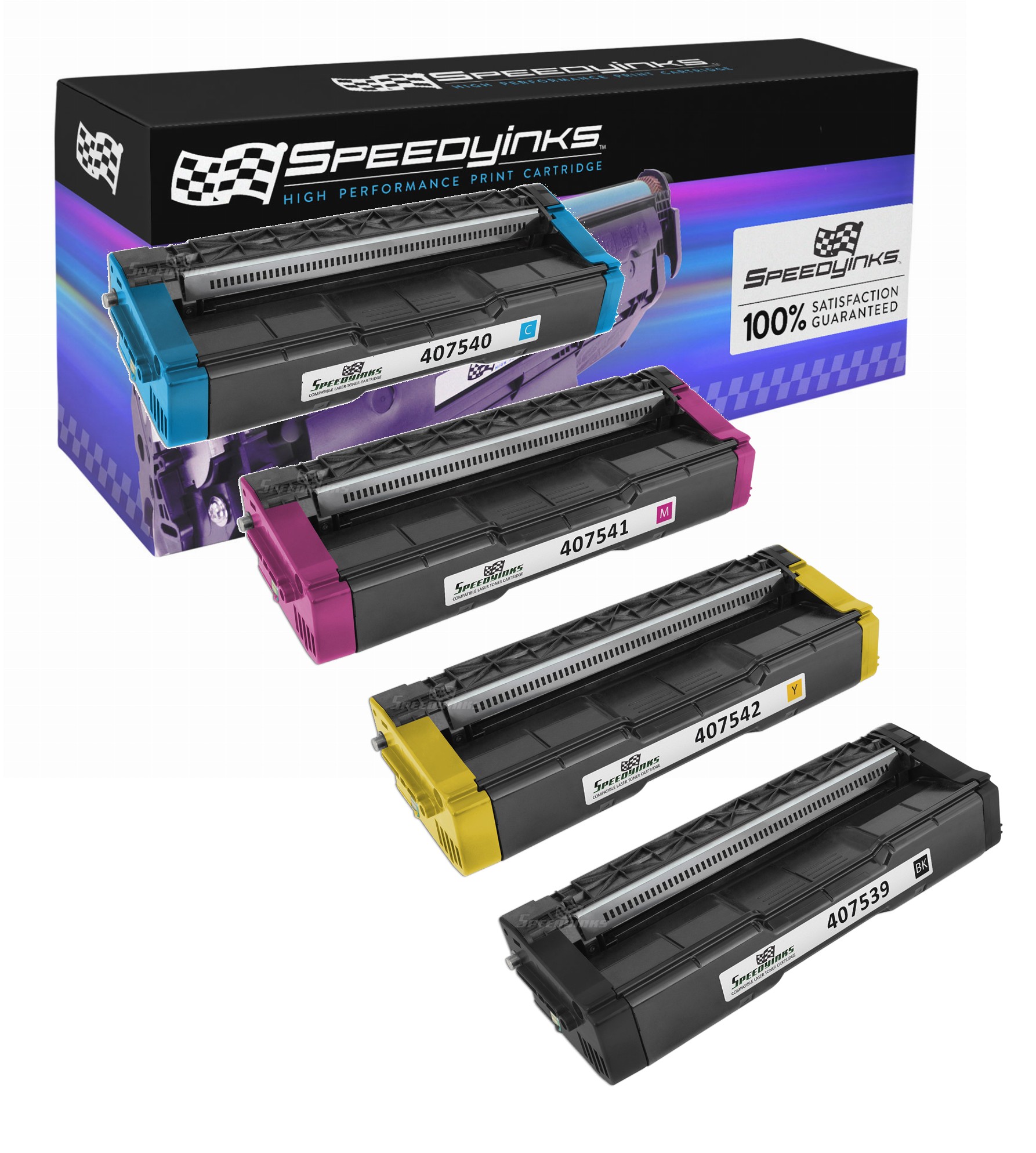 SpeedyInks - Compatible Ricoh SP C250A Toner Set 407539, 407540, 407541, 407542 for use in SP C250DN, SP C250SF - image 1 of 4