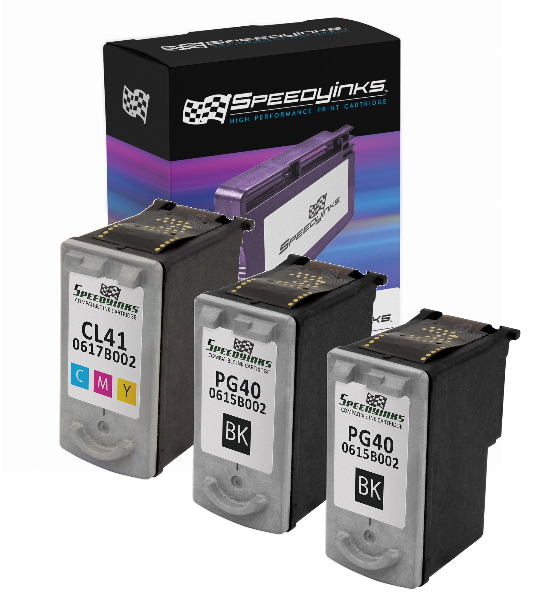 SpeedyInks Remanufactured Cartridge Replacement for Canon PG40 and CL41 (2 Black, 1 Color, 3-Pack) - image 1 of 6