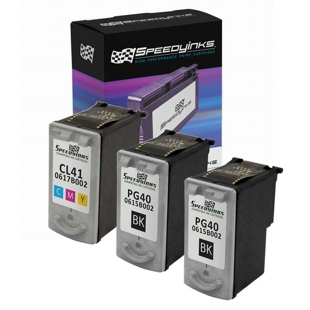 SpeedyInks Remanufactured Cartridge Replacement for Canon PG40 and CL41 (2 Black, 1 Color, 3-Pack)