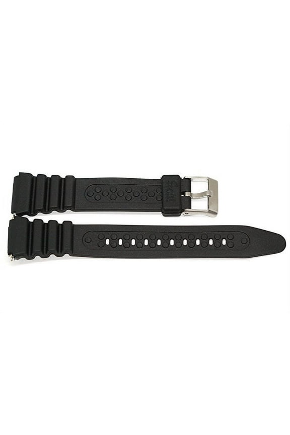 19mm Rubber Stainless Steel Buckle Watch Band, Black