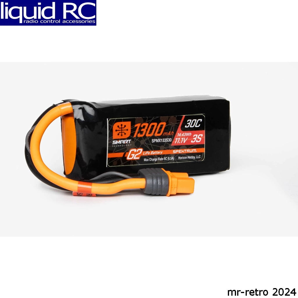 Spektrum 11.1V 1300mAh 3S 30C Smart LiPo G2 IC3 SPMX133S30 Airplane Batteries