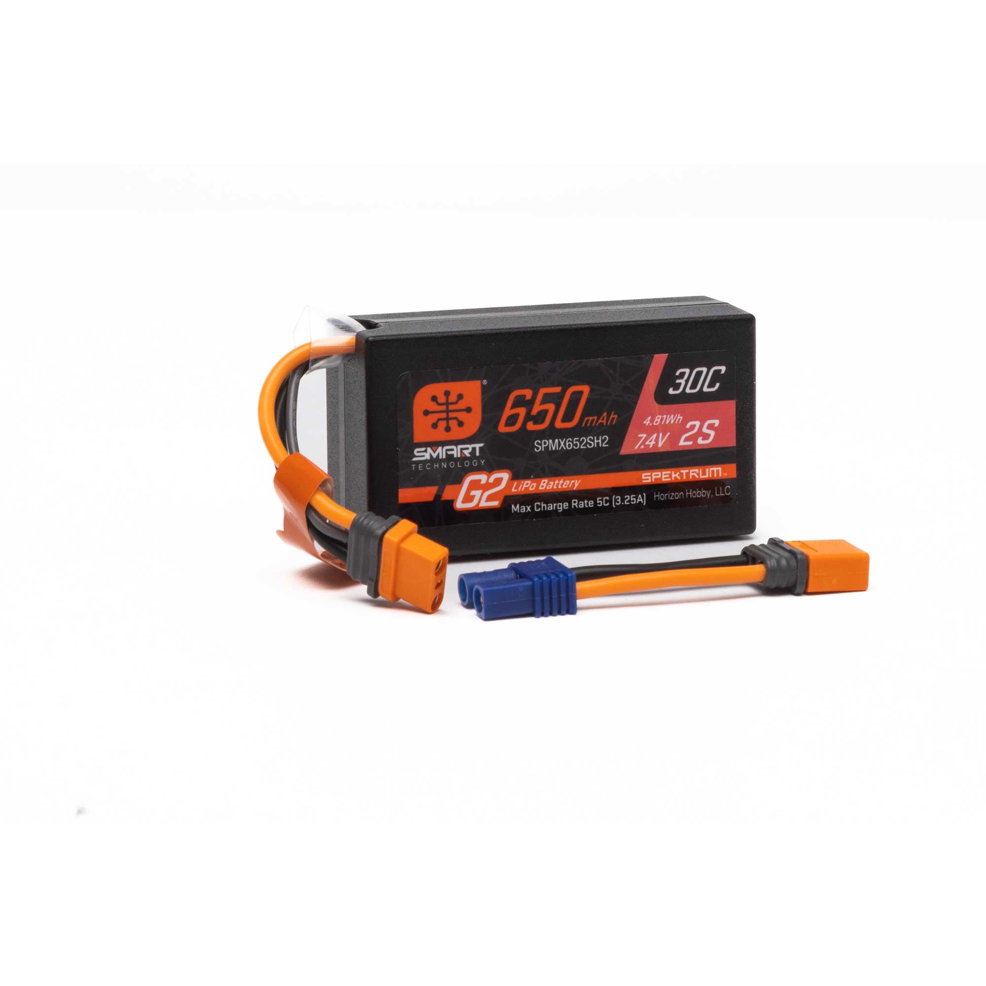 Spektrum Accessories 650mAh 2S 7.4V Smart G2 30C LiPo IC2 SPMX652SH2 Car Batteries & Accessories