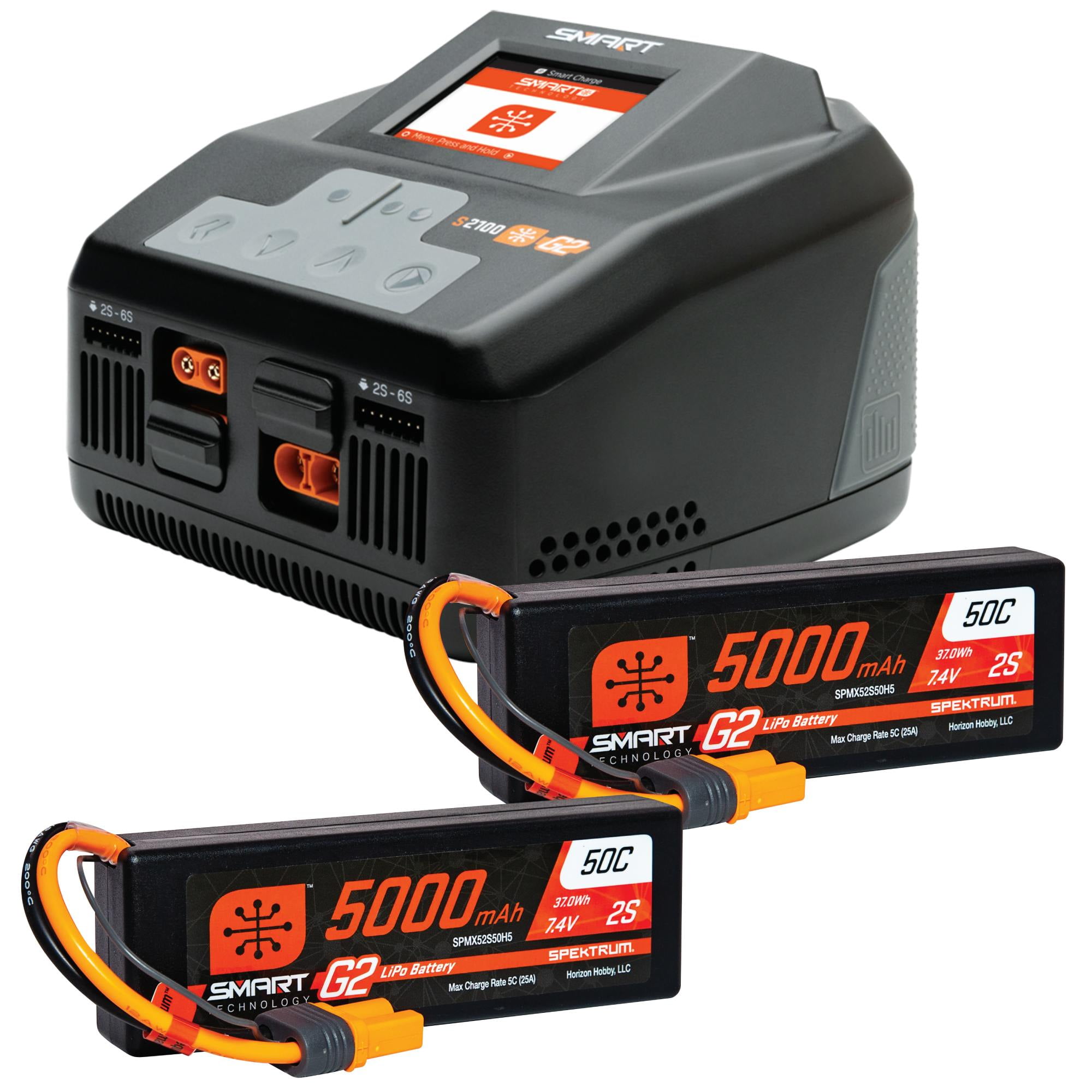spektrum smart g2 2s lipo usb c battery charger Spektrum Accessories Smart Powerstage 4S Surface Bundle 2 G2 5000mAh 2S LiPo  IC5 & S2100 Charger SPMXPSS550
