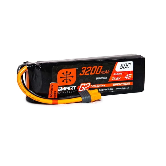 Spektrum Accessories 3200mAh 4S 14.8V Smart G2 LiPo 50C IC3 SPMX324S50 Airplane Batteries