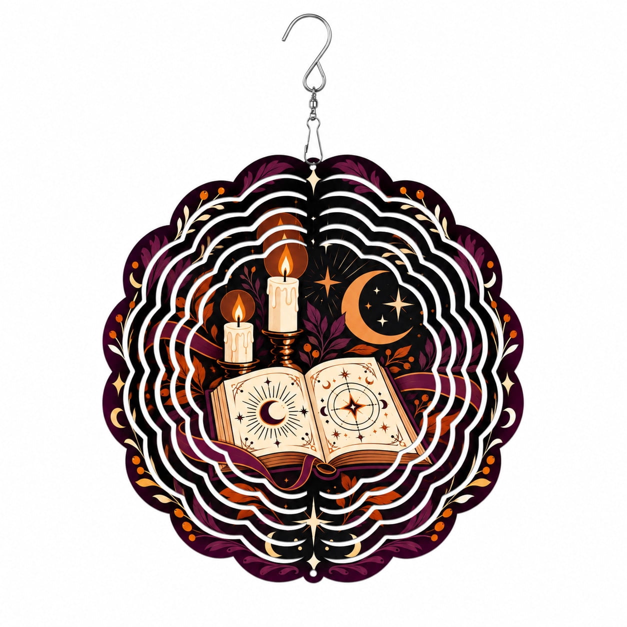 Spell Book Ribbon Metal Wind Spinner for Home Entry Celestial Halloween ...
