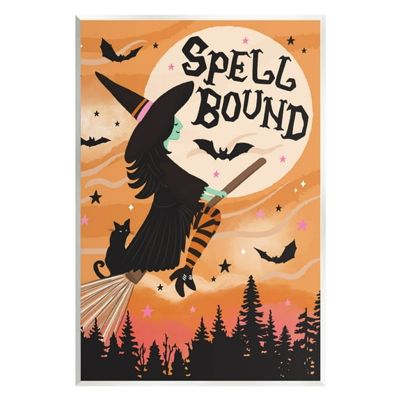 Spell Bound Witch Flying Moonlit Sky Holiday Graphic Art Unframed Art Print Wall Art