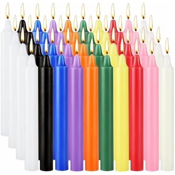 Spell Candles 40 Pack Bulk - 4 Inch Colored Mini Taper Candles for Rituals, Witchcraft & Wiccan Altar, Unscented Candles Compatible with Chime Holders, Prayer, Meditation, Birthday Decor