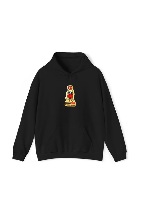 Spell Out World Industries Burn Hell Skateboard 2000s Vintage Rare Hoodie Print - 4XL / Black