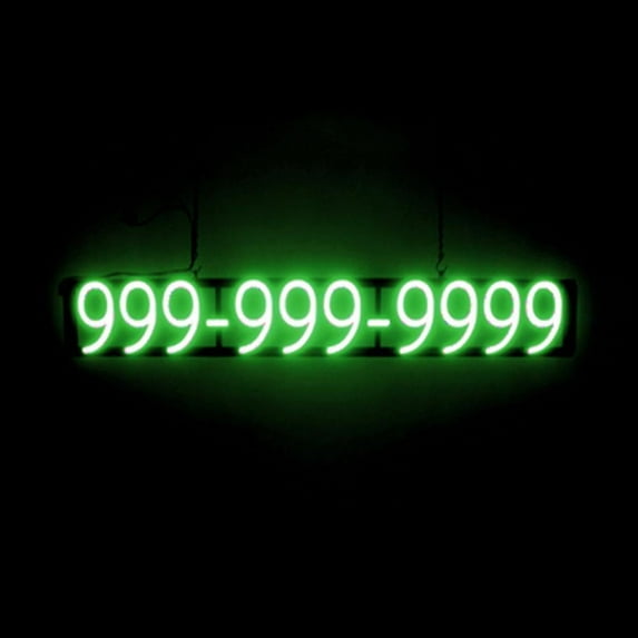 SpellBrite 10 Digit PHONE NUMBER Neon-LED Sign for Business. 41.5" x 6.3" Ultra Bright, Energy Efficient, Long-Life LED. Visible Indoors from 500+ Feet with 8 Animation Settings (Green)