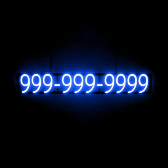 SpellBrite 10 Digit PHONE NUMBER Neon-LED Sign for Business. 41.5" x 6.3" Ultra Bright, Energy Efficient, Long-Life LED. Visible Indoors from 500+ Feet with 8 Animation Settings (Blue)