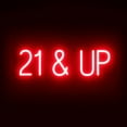 thumbnail image 1 of SpellBrite 21 & UP LED Sign for Business. 22.8" x 6.3" Red 21 & UP Sign Has Neon Sign Look With Energy Efficient LED Light Source. Visible from 500+ Feet, 8 Animation Settings., 1 of 4