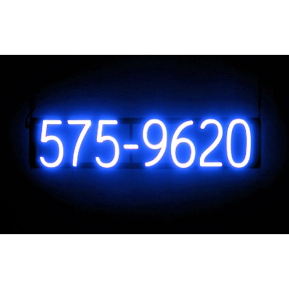 SpellBrite 7 DIGIT PHONE NUMBER LED Sign for Business. 28.3" x 6.3" Blue 7 DIGIT PHONE NUMBER Sign Has Neon Sign Look With Energy Efficient LED Light Source. Visible from 500+ Feet, 8 Animations.