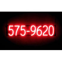 SpellBrite 7 DIGIT PHONE NUMBER LED Sign for Business. 28.3" x 6.3" Red 7 DIGIT PHONE NUMBER Sign Has Neon Sign Look With Energy Efficient LED Light Source. Visible from 500  Feet, 8 Animations.