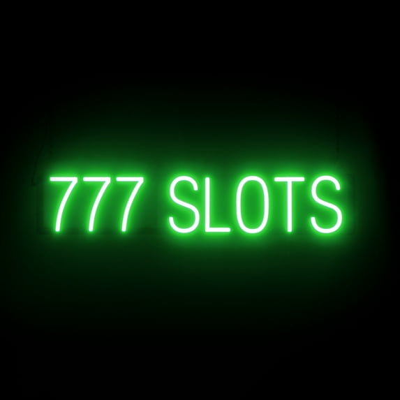 SpellBrite 777 SLOTS LED Sign for Business. 32.5" x 6.3" Green 777 SLOTS Sign Has Neon Sign Look With Energy Efficient LED Light Source. Visible from 500+ Feet, 8 Animation Settings.