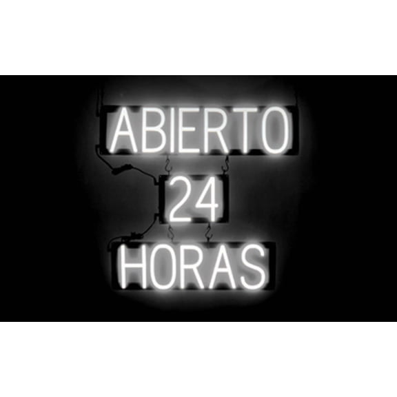 SpellBrite ABIERTO 24 HORAS LED Sign for Business. 25.2" x 23.8" White ABIERTO 24 HORAS Sign Has Neon Sign Look With Energy Efficient LED Light Source. Visible from 500+ Feet, 8 Animation Settings.