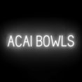 thumbnail image 1 of SpellBrite ACAI BOWLS LED Sign for Business. 37.2" x 6.3" White ACAI BOWLS Sign Has Neon Sign Look With Energy Efficient LED Light Source. Visible from 500+ Feet, 8 Animation Settings., 1 of 4