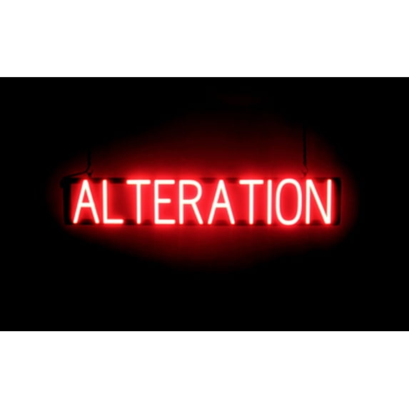 SpellBrite ALTERATION LED Sign for Business. 36.0" x 6.3" Red ALTERATION Sign Has Neon Sign Look With Energy Efficient LED Light Source. Visible from 500+ Feet, 8 Animation Settings.