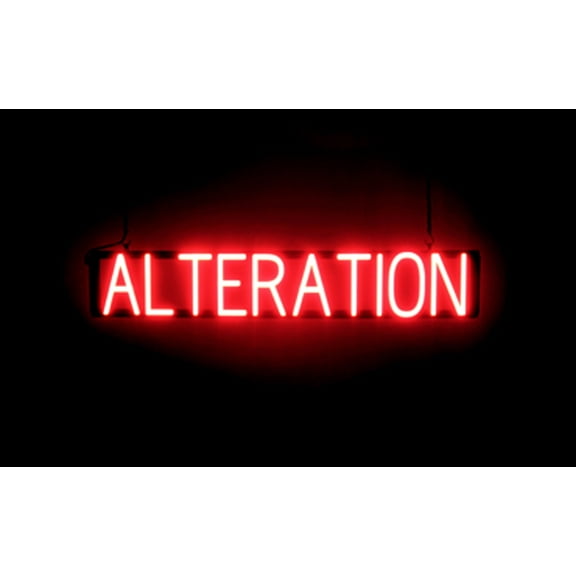SpellBrite ALTERATION LED Sign for Business. 36.0" x 6.3" Red ALTERATION Sign Has Neon Sign Look With Energy Efficient LED Light Source. Visible from 500+ Feet, 8 Animation Settings.