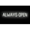 thumbnail image 1 of SpellBrite ALWAYS OPEN Neon-LED Sign for Business. 43.3" x 6.3" Ultra Bright, Energy Efficient, Long-Life LED. Visible Indoors from 500+ Feet with 8 Animation Settings (White), 1 of 4