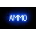 thumbnail image 1 of SpellBrite AMMO LED Sign for Business. 19.6" x 6.3" Blue AMMO Sign Has Neon Sign Look With Energy Efficient LED Light Source. Visible from 500+ Feet, 8 Animation Settings., 1 of 4